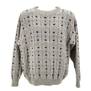 Vintage Northern Reflections Gray Multicolor Retro Knit Grandpa Sweater Large